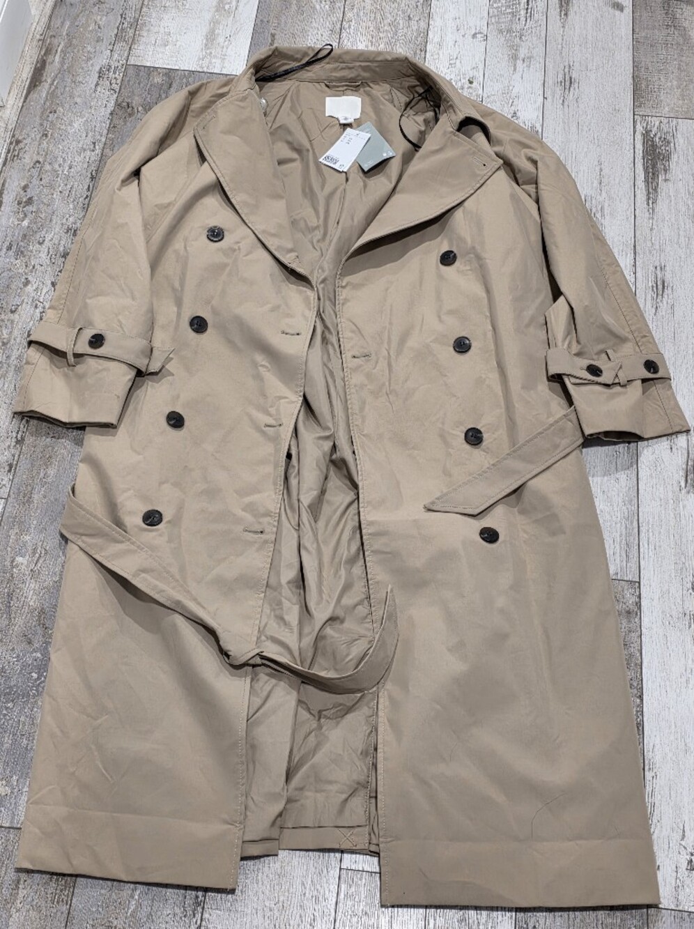 2XL Men's H&M Full Length Trench Coat Tan New With Tags XXL Button-Down Jacket